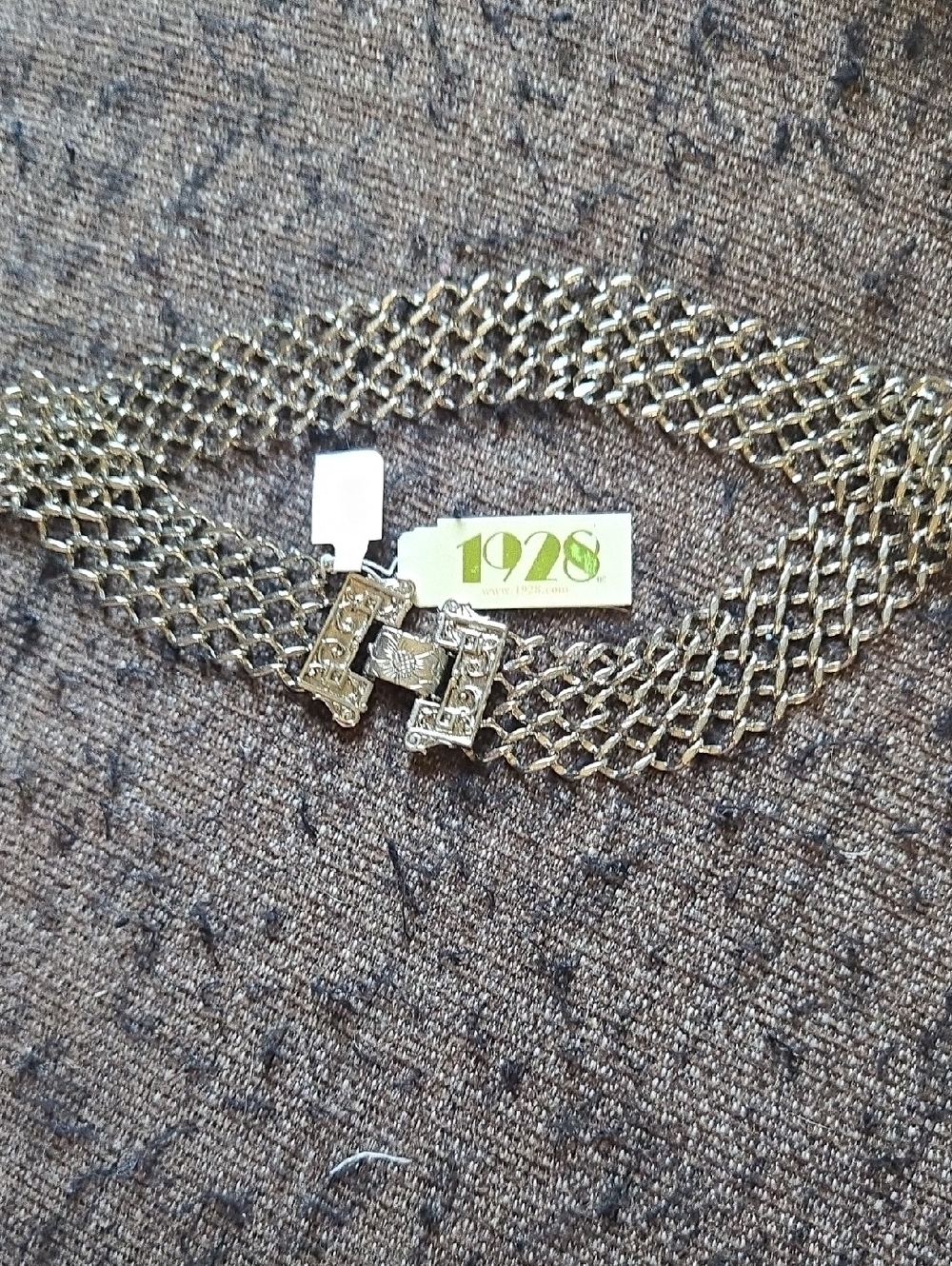 1928 Silver-Tone Multi-chain Mesh Necklace Choker With Floral Clasp NWT ✨️